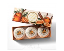 Saponificio Fiorentino Orange & Cinnamon – Σετ 3 φυτικά σαπούνια 100g με άρωμα πορτοκάλι και κανέλα για ζεστή, αναζωογονητική φροντίδα