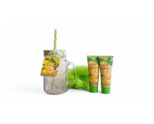 Pokhara Bath Set Ginger & Lemon με Κρέμες & Σφουγγάρι σε Κρυστάλλινο Ποτήρι