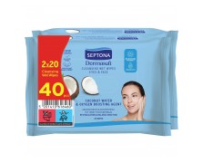 Septona Dermasoft Coconut Water & Oxygen Μαντηλάκια Αφαίρεσης Αδιάβροχου Μακιγιάζ Προσώπου & Ματιών 40τμχ