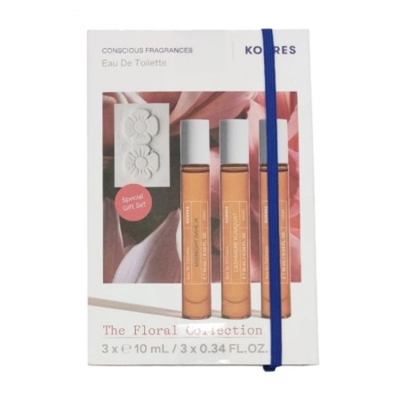 Korres Promo The Floral Collection Eau De Toilette Set Midnight Dahlia, Cashmere Kumquat & White Tea 10ml ιδανικό για ταξίδι ή δώρο. 