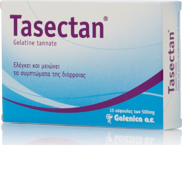 Tasectan 500mg 15 Κάψουλες – Άμεση ανακούφιση από διάρροια και προστασία εντέρου με Gelatine Tannate