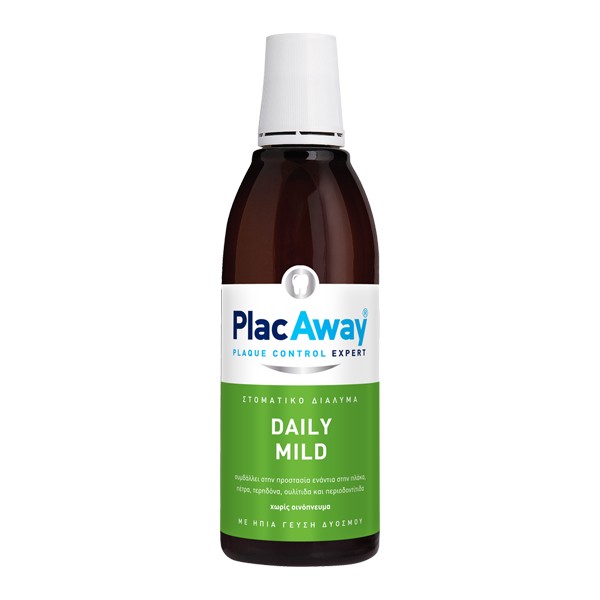 Plac Away Daily Mild στοματικό διάλυμα 500ml για καθημερινή στοματική υγιεινή και προστασία από την πλάκα
