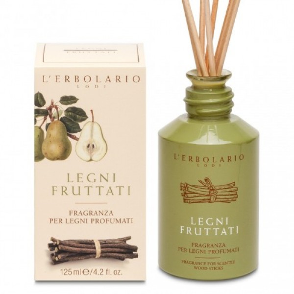 L'Erbolario Legni Fruttati Αρωματικό Χώρου 125ml με ξύλινα στικ για ζεστή και φρουτώδη ατμόσφαιρα στο σπίτι