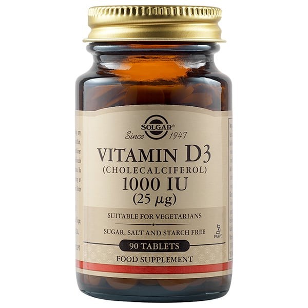Solgar Vitamin D3 1000 IU 90 δισκία – υποστήριξη οστών και ανοσοποιητικού