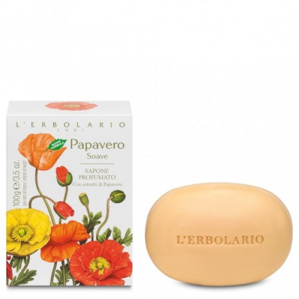 L'Erbolario Papavero αρωματικό σαπούνι 100g – με εκχυλίσματα παπαρούνας & γλυκό άρωμα λουλουδιών.