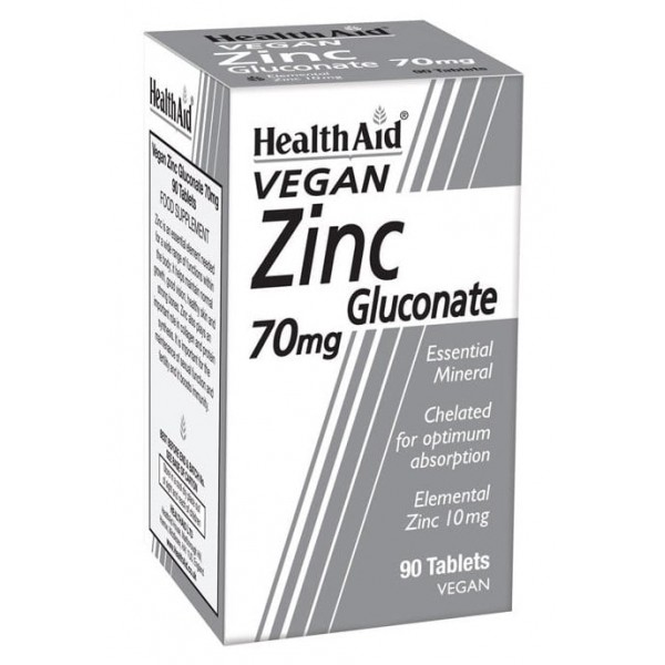Health Aid Zinc Gluconate 70mg 90 tabs συμπλήρωμα ψευδαργύρου
