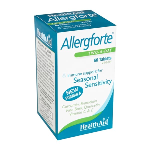 Health Aid Allergforte 60 ταμπλέτες για ανακούφιση από αλλεργίες και ενίσχυση του ανοσοποιητικού συστήματος.