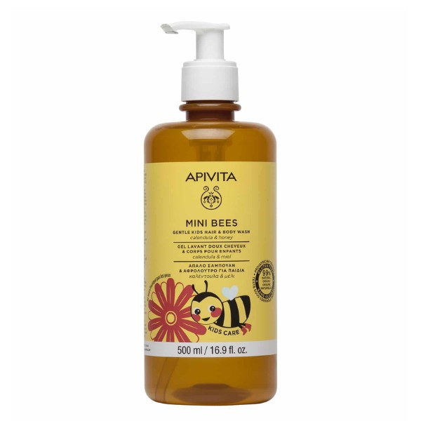 Apivita Mini Bees 500ml gentle kids hair & body wash calendula honey 