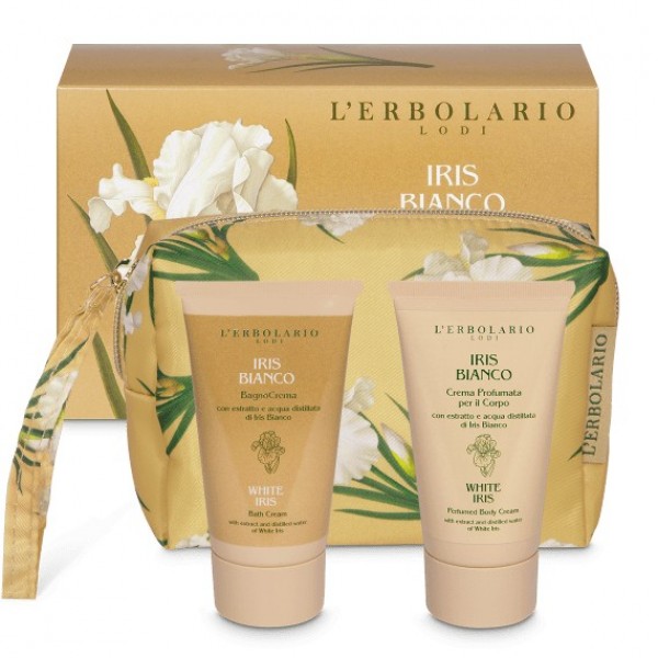 L'Erbolario Iris Bianco Pochette – Σετ με Αφρόλουτρο & Κρέμα Σώματος 75ml σε κομψό νεσεσέρ με λουλουδένιο άρωμα