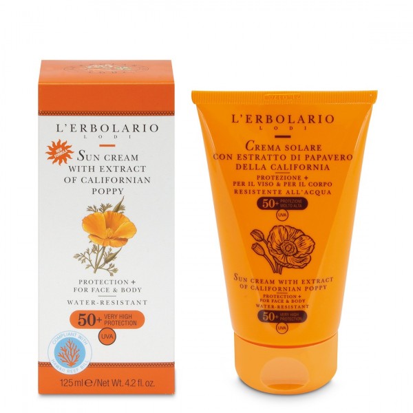L'Erbolario Αντηλιακή Κρέμα SPF50+ με Εκχύλισμα Καλιφορνέζικου Παπαρούνας 125ml