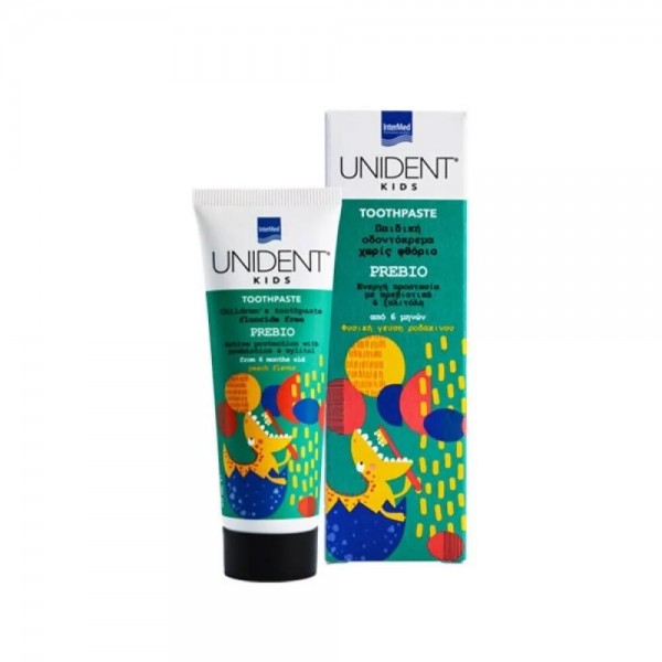 Unident Kids Prebio οδοντόκρεμα 6+ μηνών 50ml – βρεφική χωρίς φθόριο με ροδάκινο
