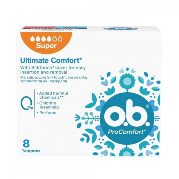 O.B. ProComfort Super 8 ταμπόν – για μεγάλη ροή με SilkTouch & DynamicFit προστασία