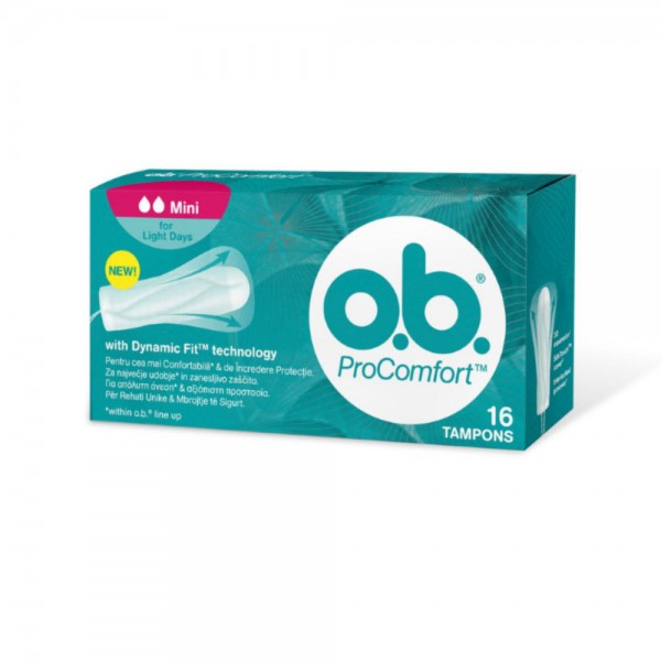 O.B. Mini ProComfort x16 – Ταμπόν για μικρή ροή με απαλή επίστρωση για εύκολη εφαρμογή