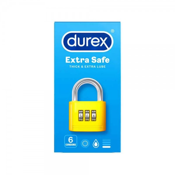 Durex Extra Safe x6 – Προφυλακτικά με επιπλέον πάχος και λιπαντικό για μεγαλύτερη σιγουριά