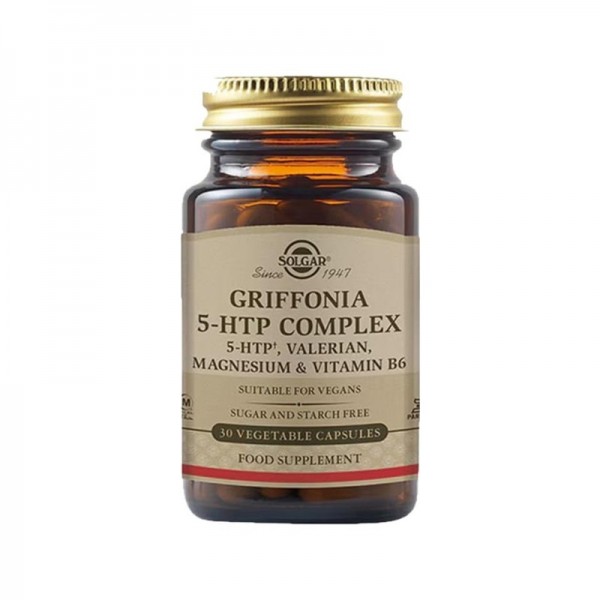 Solgar Griffonia 5-HTP Complex – Φυσική υποστήριξη για διάθεση, ύπνο & χαλάρωση. 30 veg κάψουλες.