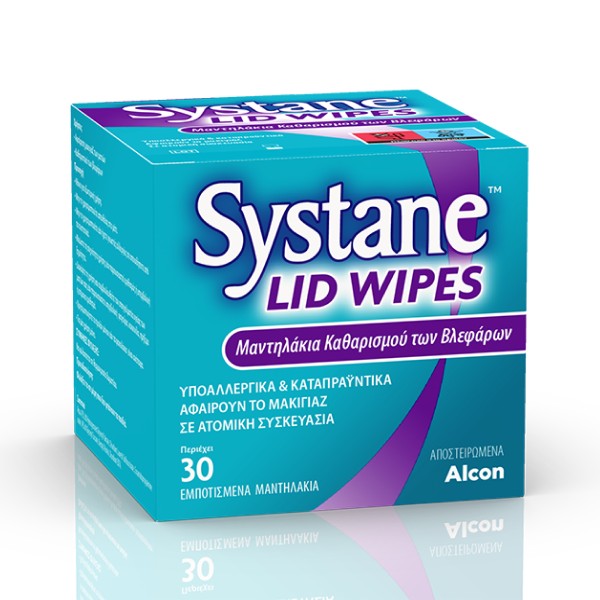 Systane Lid Wipes Alcon – 30 αποστειρωμένα μαντηλάκια καθαρισμού βλεφάρων και βλεφαρίδων