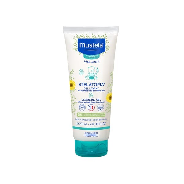 Mustela Stelatopia Gel Lavant αφροντούς για σώμα και μαλλιά, καθαριστικό για πολύ ξηρό ή ατοπικό δέρμα, 200ml