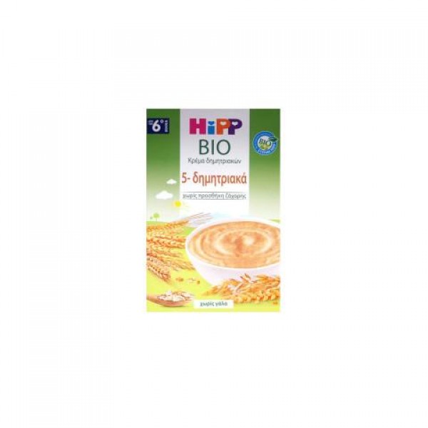 Hipp Bio Κρέμα 5 Δημητριακών χωρίς Γάλα 200g – βιολογική βρεφική τροφή από 6 μηνών