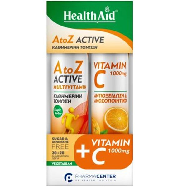 Health Aid Promo Pack Energy Forte 20 eff. tabs & Vitamin C 1000mg 20 eff. tabs – Συμπλήρωμα για ενέργεια, ευεξία και ανοσοποιητικό