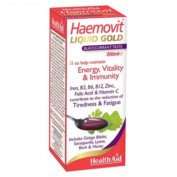Health Aid Haemovit Liquid Gold 200ml υγρό συμπλήρωμα αίματος για ενέργεια