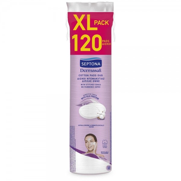 Septona Dermasoft Cotton Pads 120τεμ – δίσκοι ντεμακιγιάζ από βαμβάκι