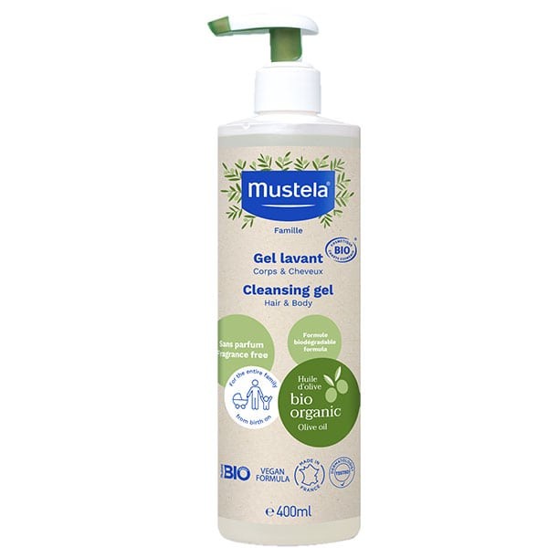 Mustela Bio Cleansing Gel βιολογικό τζελ καθαρισμού για μαλλιά και σώμα 400ml