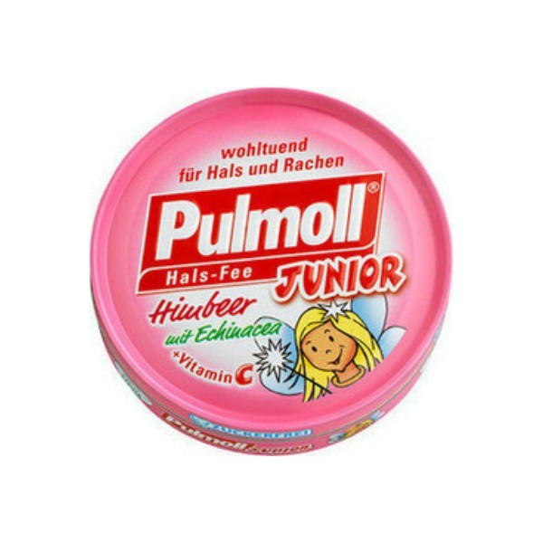 Pulmoll Junior καραμέλες για παιδιά χωρίς ζάχαρη με βατόμουρο εχινάκεια και βιταμίνη C 45gr