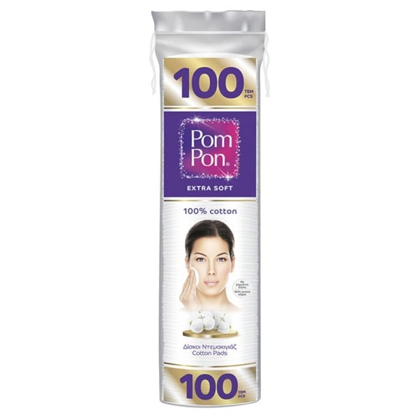 Pom Pon στρογγυλοί δίσκοι ντεμακιγιάζ 100τεμ από βαμβάκι για καθημερινό καθαρισμό προσώπου