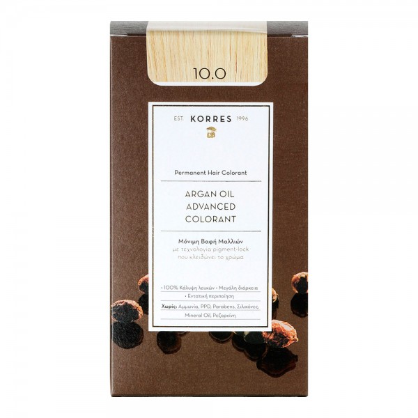 Korres Argan Oil Advanced Colorant 10.0 ξανθό πλατίνας φυσικό 50ml χωρίς αμμωνία