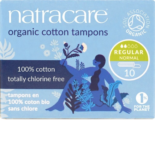Natracare Organic Cotton Tampons Regular 10 τεμάχια ταμπόν για κανονική ροή οργανικά χωρίς χημικά