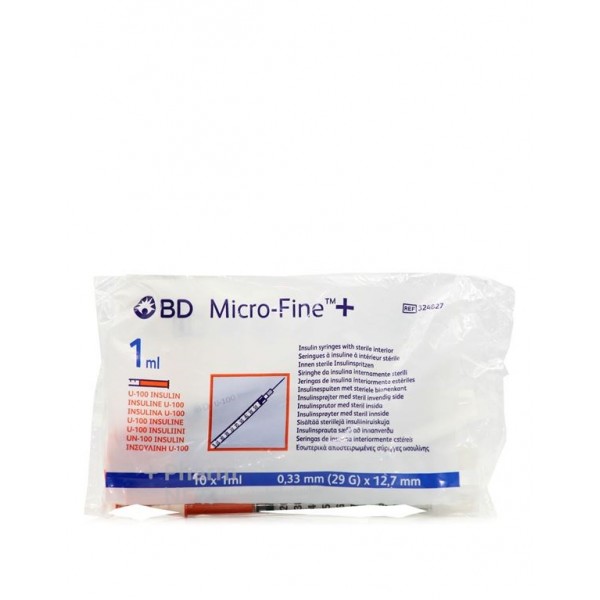 BD Micro-Fine Plus σύριγγες ινσουλίνης 1ml 29G 12.7mm αποστειρωμένες για ακριβή και άνετη χορήγηση ινσουλίνης