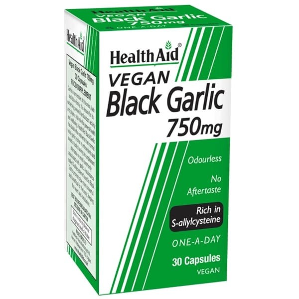 Health Aid Black Garlic 750mg 30 κάψουλες συμπλήρωμα μαύρου σκόρδου για καρδιά χοληστερίνη και ανοσοποιητικό