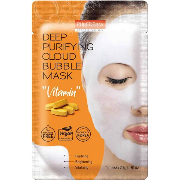 Purederm Deep Purifying Cloud Bubble Mask Vitamin 20g Μάσκα Καθαρισμού Προσώπου με Βιταμίνες και Bubble Effect