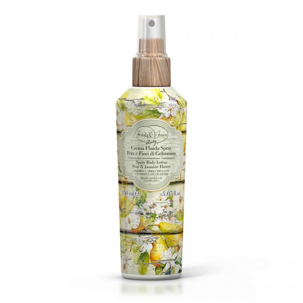 Rudy Fruit & Juice Spray Body Lotion Pear & Jasmine 150ml ενυδατική λοσιόν σώματος spray με αχλάδι και γιασεμί για απαλή και αρωματισμένη επιδερμίδα.