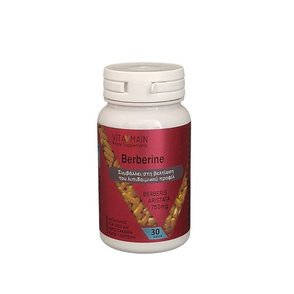 Vitamain Berberine 750mg 30 κάψουλες συμπλήρωμα διατροφής για λιπιδαιμικό προφίλ και μεταβολισμό