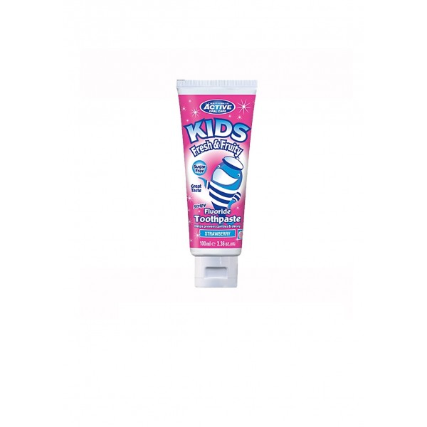 Beauty Formulas Παιδική Οδοντόκρεμα Fresh & Fruity Φράουλα 100ml με φθόριο για προστασία από τερηδόνα και καθημερινή στοματική υγιεινή παιδιών