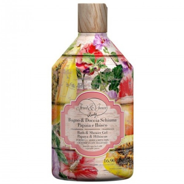Rudy Fruit & Juice Papaya & Hibiscus Bath and Shower Gel 500ml Αφρόλουτρο με Παπάγια και Ιβίσκο για Καθημερινό Καθαρισμό και Φρεσκάδα
