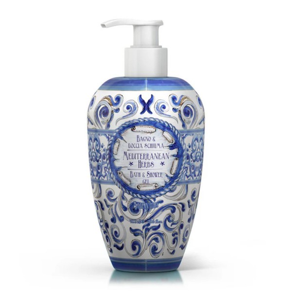 Rudy Profumi Maioliche Mediterranean Herbs Bath & Shower Gel 700ml με άρωμα μύρτιλου και τζίντζερ για καθημερινή περιποίηση σώματος