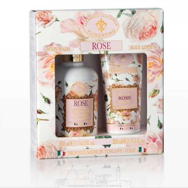 Saponificio Fiorentino Rose Set Body Wash 500ml και Body Lotion 250ml 100% φυτικής προέλευσης