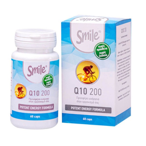 Smile Q10 200mg 60 Κάψουλες Συμπλήρωμα Διατροφής με Συνένζυμο CoQ10 για Κυτταρική Ενέργεια, Αντιοξειδωτική Προστασία και Καρδιαγγειακή Υποστήριξη