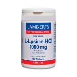 Συμπλήρωμα Lamberts L-Lysine HCL 1000mg, 120 ταμπλέτες – απαραίτητο αμινοξύ για παραγωγή κολλαγόνου και απορρόφηση μετάλλων
