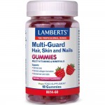 “Lamberts Multi‑Guard Hair Skin & Nails gummies με φυσική γεύση σμέουρο, χωρίς ζάχαρη