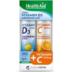 Health Aid Combo Pack Vitamin D3 2000IU & Vitamin C 1000mg, 20 ταμπλέτες κάθε μία – Συμπλήρωμα για ανοσοποιητικό