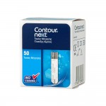 Bayer Contour Next 50 Ταινίες Μέτρησης Γλυκόζης — No‑Coding, 0,6 μL Αίματος, Αποτελέσματα σε 5 Δευτερόλεπτα